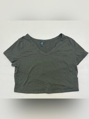 wild fable Women’s  V-Neck XXL Crop Top - Olive